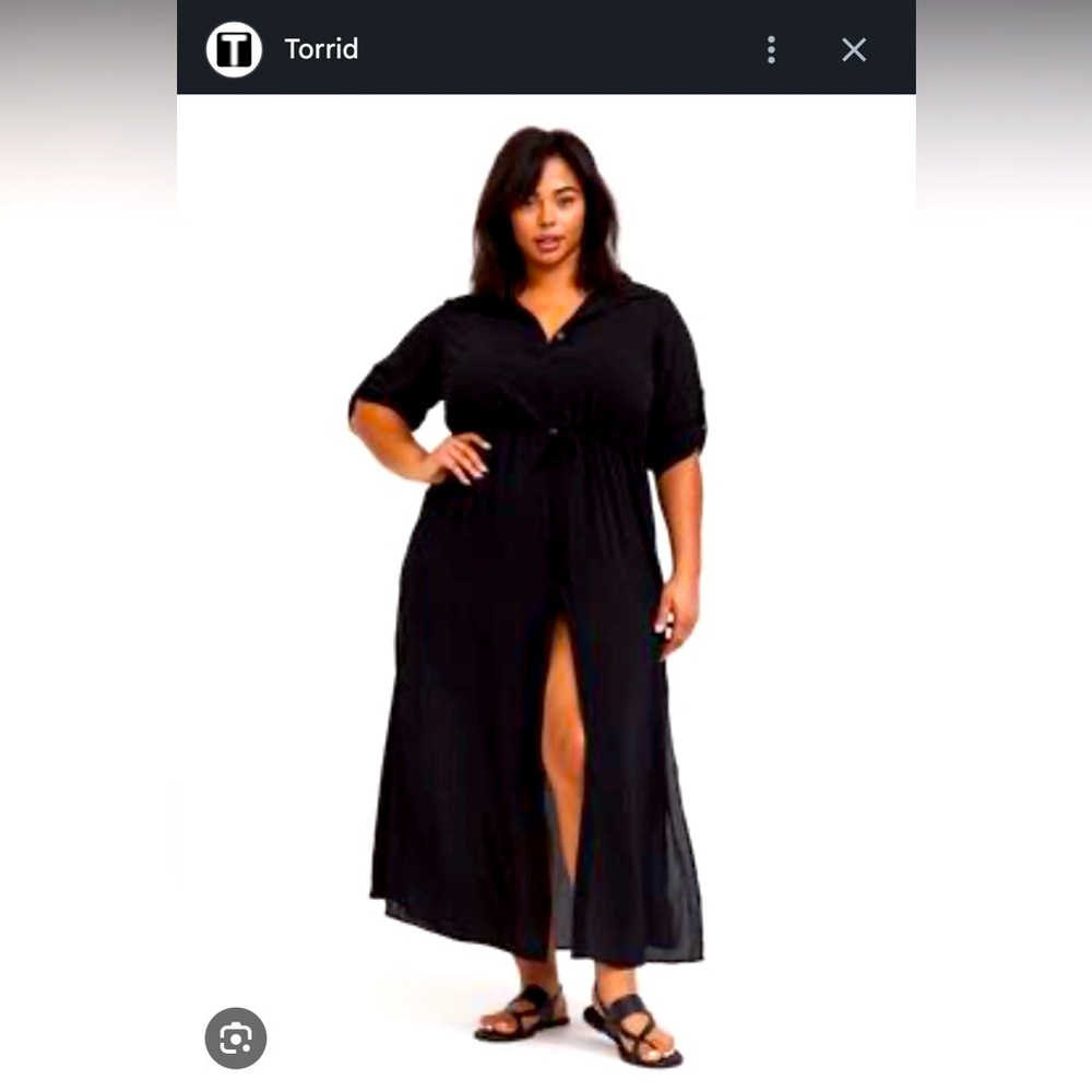 Torrid Maxi Shirt Swim Suit Cover Up Dress 3X